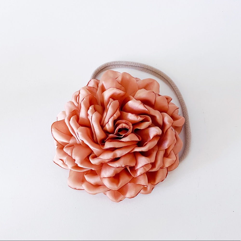 Beautiful Silk Peony Baby Headband in Dusty Rose